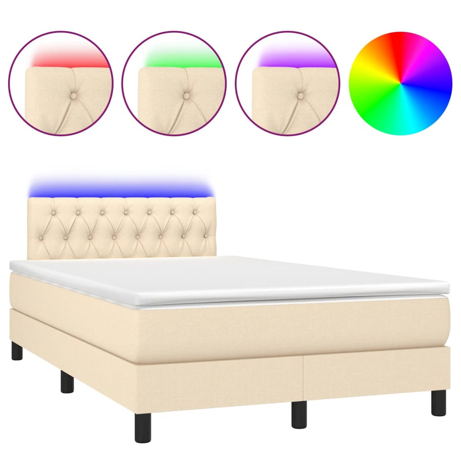 Boxspring met matras en LED stof crèmekleurig 120x190 cm