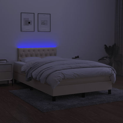 Boxspring met matras en LED stof crèmekleurig 120x190 cm