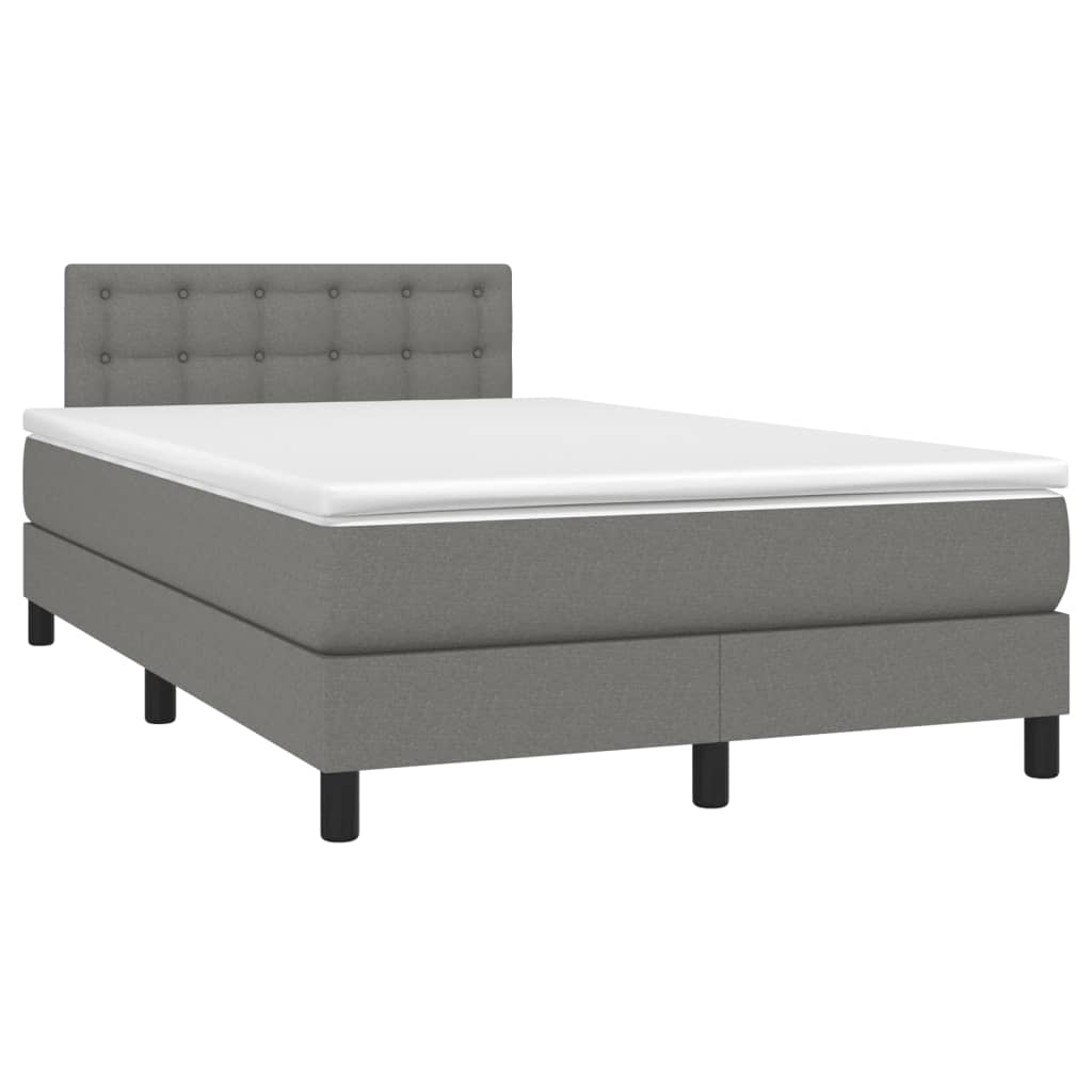 Boxspring met matras en LED stof donkergrijs 120x190 cm