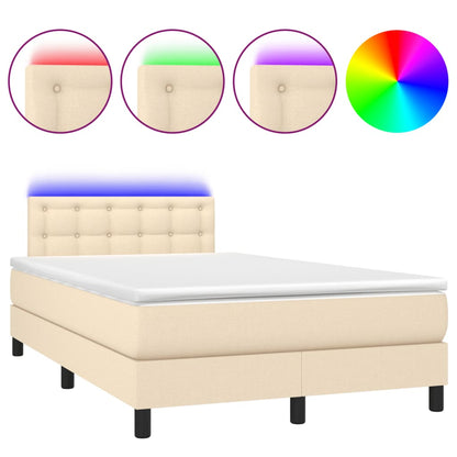 Boxspring met matras en LED stof crèmekleurig 120x190 cm