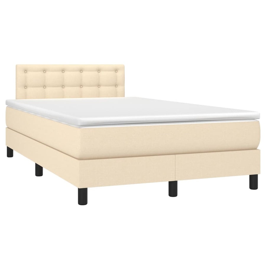 Boxspring met matras en LED stof crèmekleurig 120x190 cm