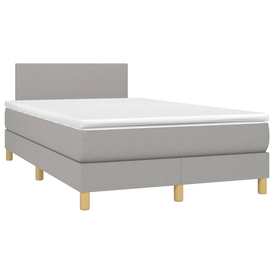 Boxspring met matras en LED stof lichtgrijs 120x190 cm
