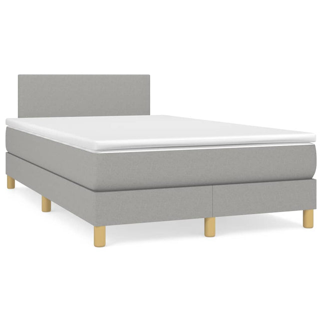 Boxspring met matras en LED stof lichtgrijs 120x190 cm