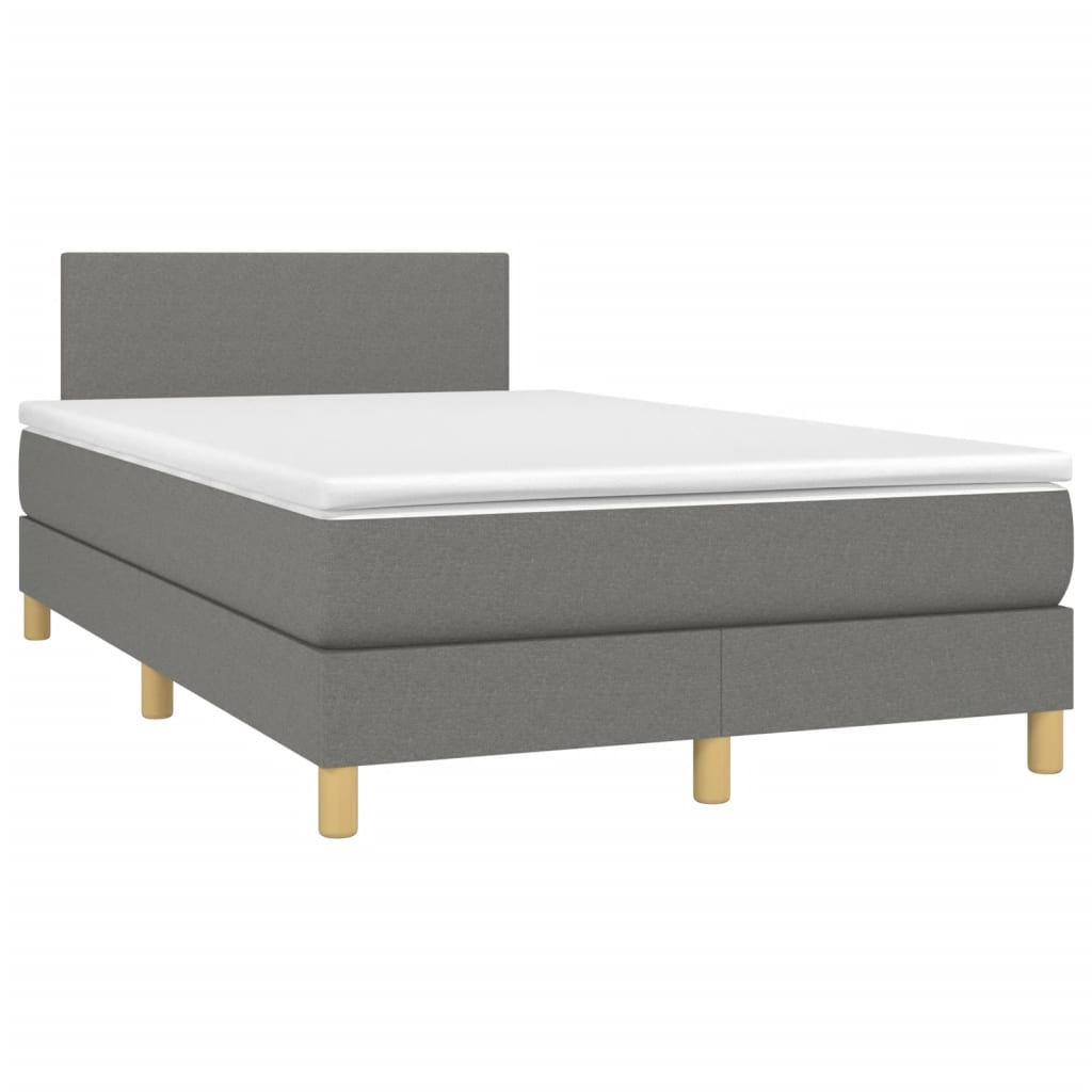 Boxspring met matras en LED stof donkergrijs 120x190 cm