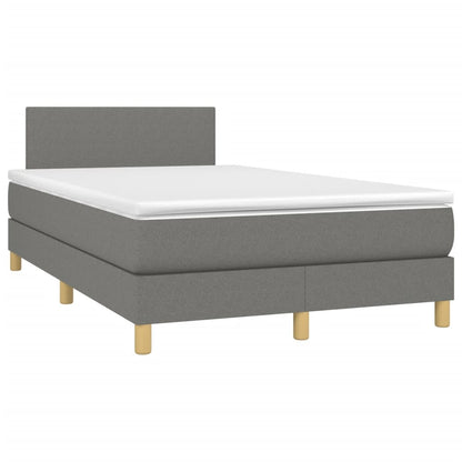 Boxspring met matras en LED stof donkergrijs 120x190 cm