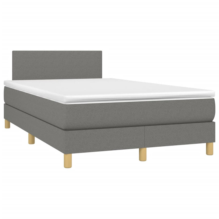 Boxspring met matras en LED stof donkergrijs 120x190 cm
