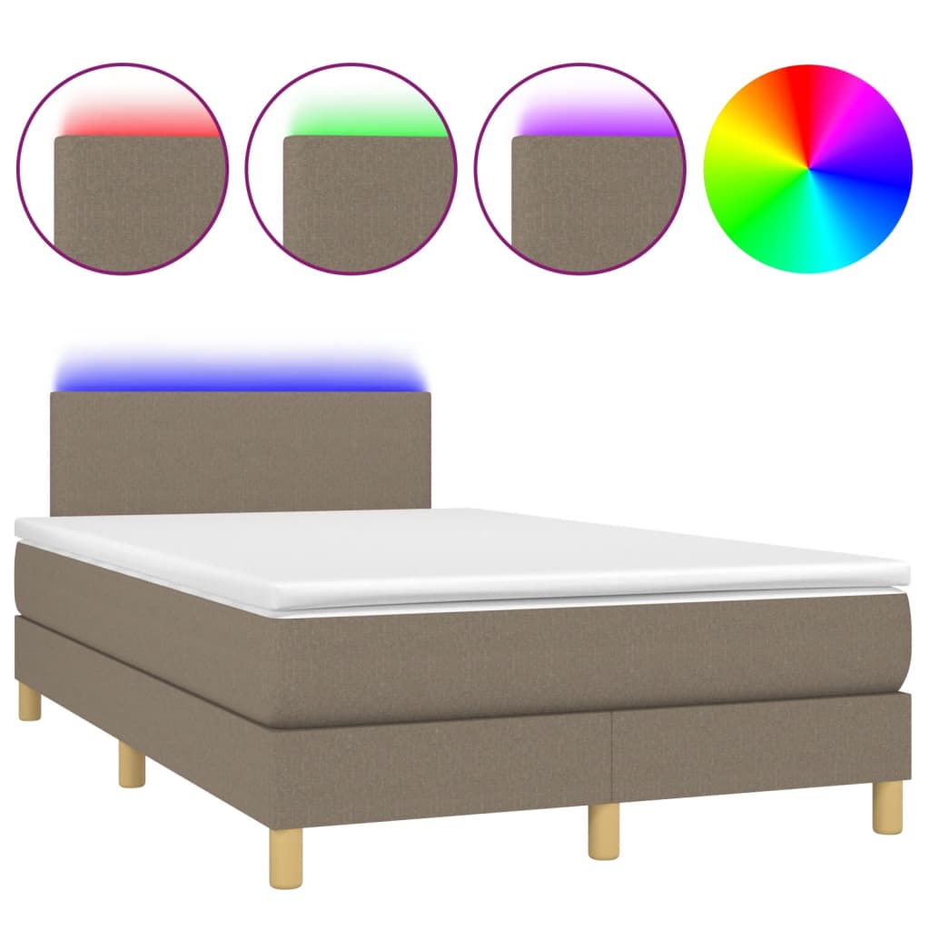 Boxspring met matras en LED stof taupe 120x190 cm