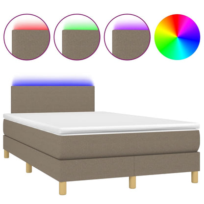 Boxspring met matras en LED stof taupe 120x190 cm