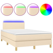 Boxspring Met Matras En Led Stof Crèmekleurig 120X190 Cm