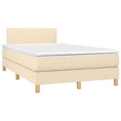 Boxspring Met Matras En Led Stof Crèmekleurig 120X190 Cm
