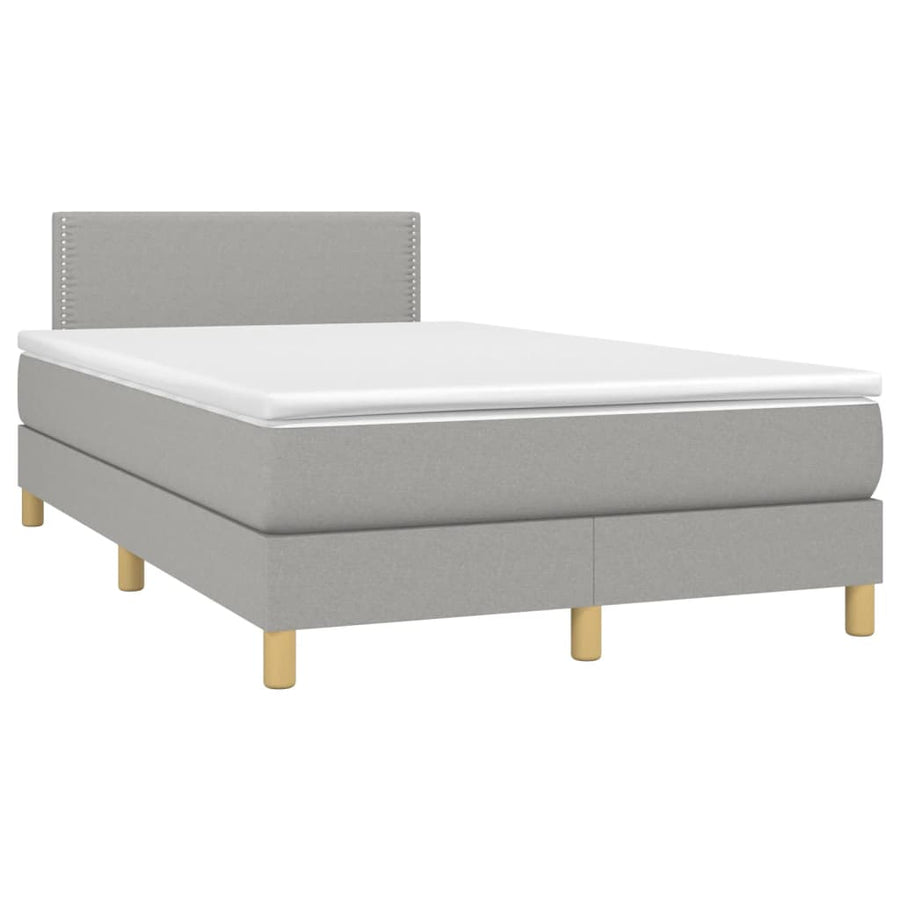 Boxspring Met Matras En Led Stof Lichtgrijs 120X190 Cm