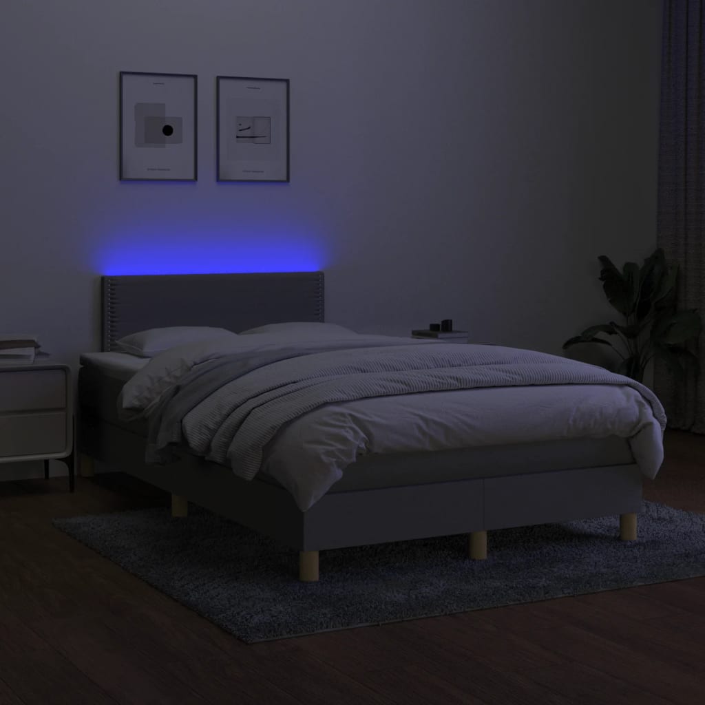 Boxspring Met Matras En Led Stof Lichtgrijs 120X190 Cm