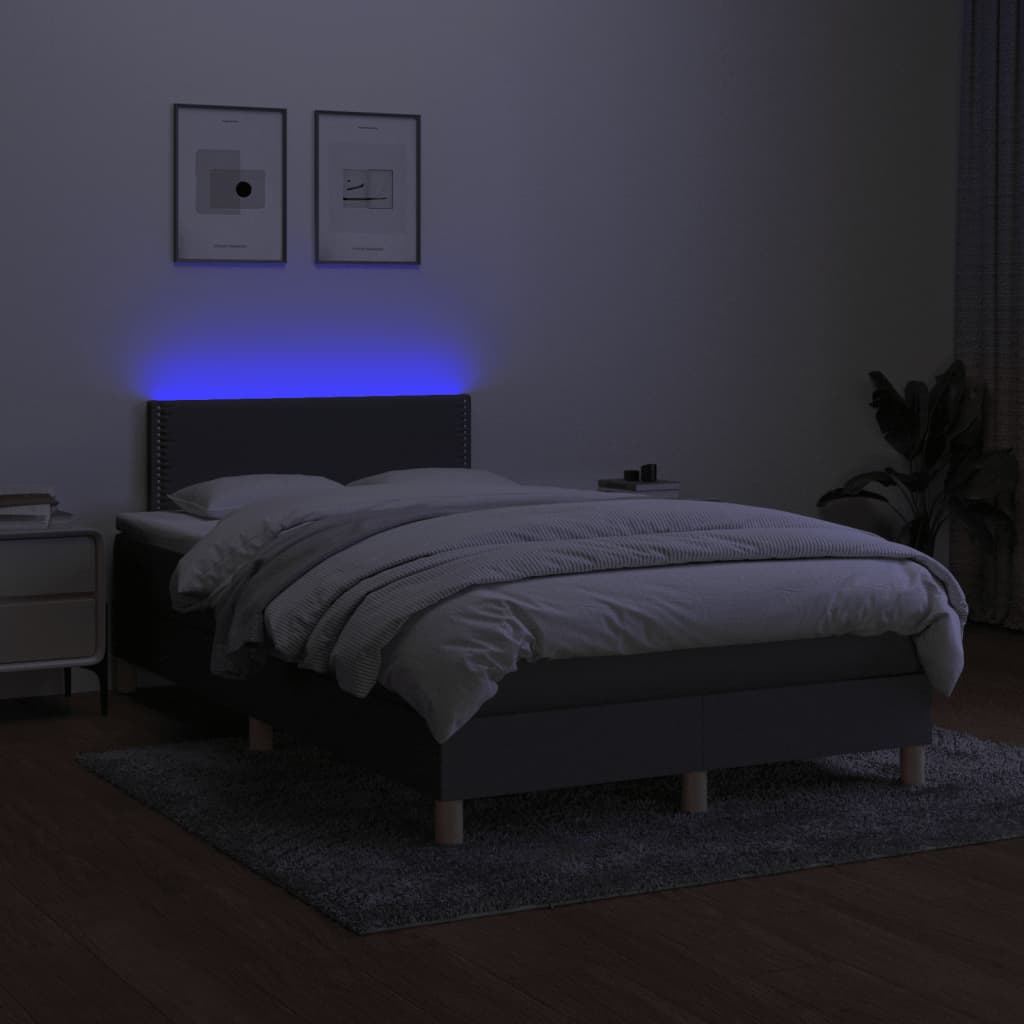 Boxspring Met Matras En Led Stof Donkergrijs 120X190 Cm