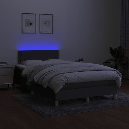Boxspring Met Matras En Led Stof Donkergrijs 120X190 Cm