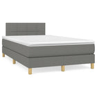 Boxspring Met Matras En Led Stof Donkergrijs 120X190 Cm