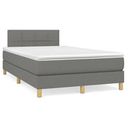 Box spring with mattress and dark gray LED fabric 120x190 cm