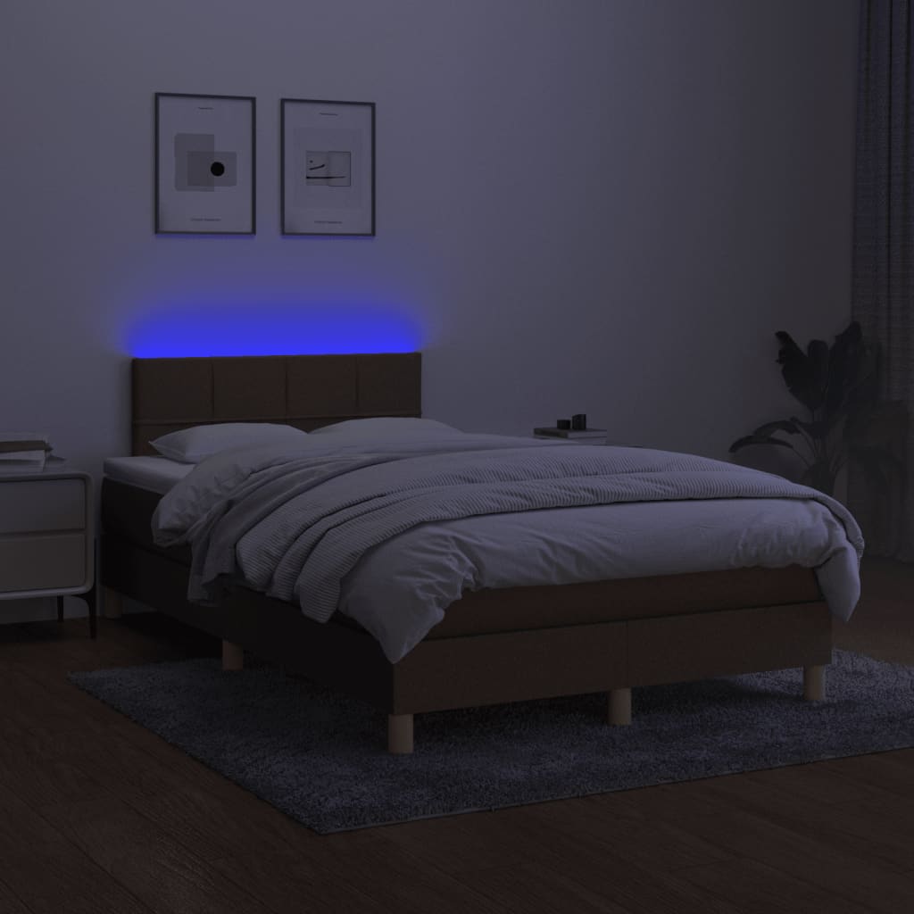 Boxspring met matras en LED stof 120 x 190 cm Blok met vierkanten