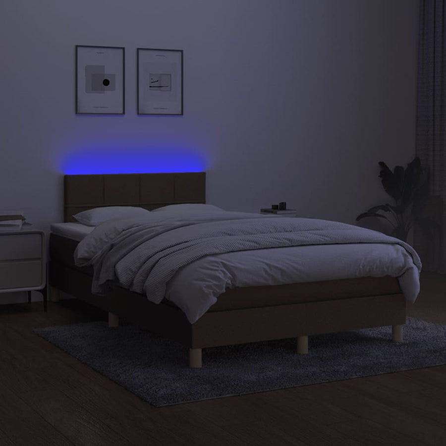 Boxspring met matras en LED stof 120 x 190 cm Blok met vierkanten