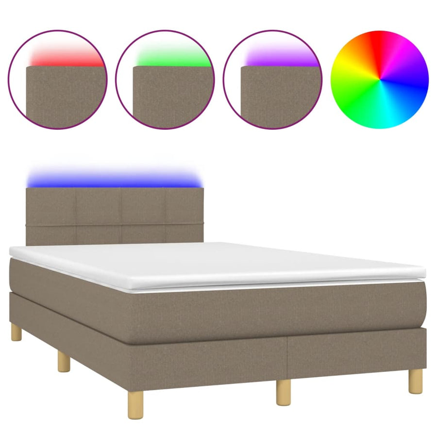 Boxspring met matras en LED stof taupe 120x190 cm 120 x 190 cm Taupe