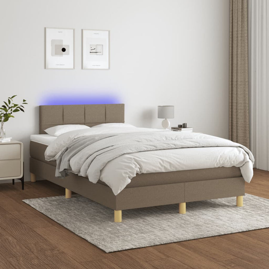Boxspring met matras en LED stof taupe 120x190 cm 120 x 190 cm Taupe