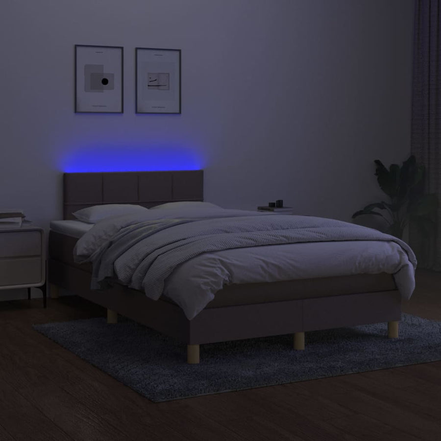 Boxspring met matras en LED stof taupe 120x190 cm 120 x 190 cm Taupe
