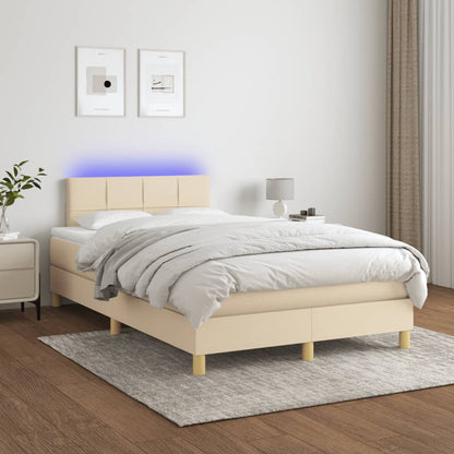 Boxspring met matras en LED stof crèmekleurig 120x190 cm