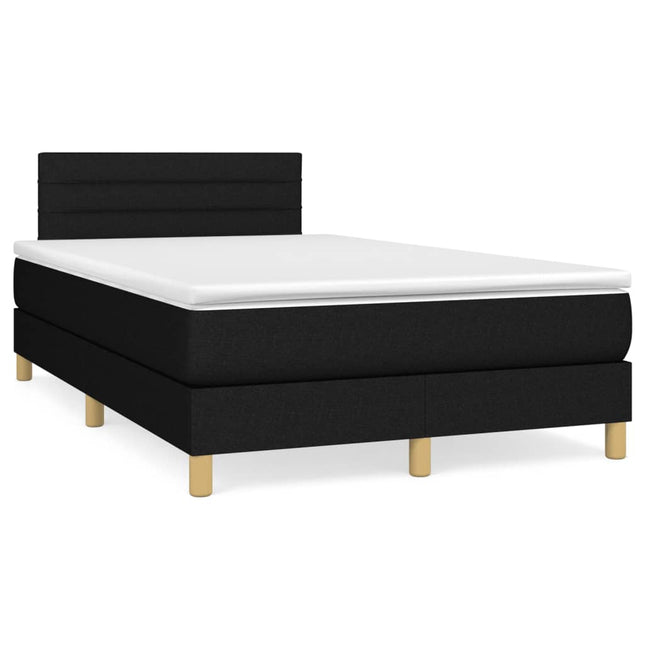 Boxspring Met Matras En Led Stof Zwart 120 x 190 cm Blok met vierkanten