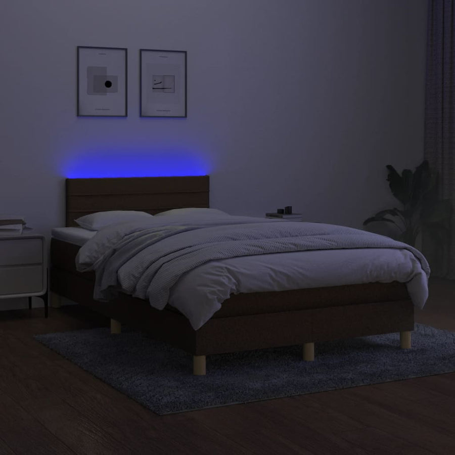 Boxspring met matras en LED stof 120 x 190 cm Horizontale strepen