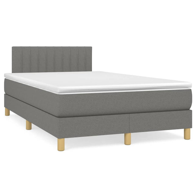 Boxspring met matras en LED stof donkergrijs 120x190 cm 120 x 190 cm Horizontale strepen