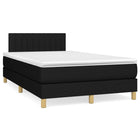 Boxspring Met Matras En Led Stof Zwart 120 x 190 cm Horizontale strepen