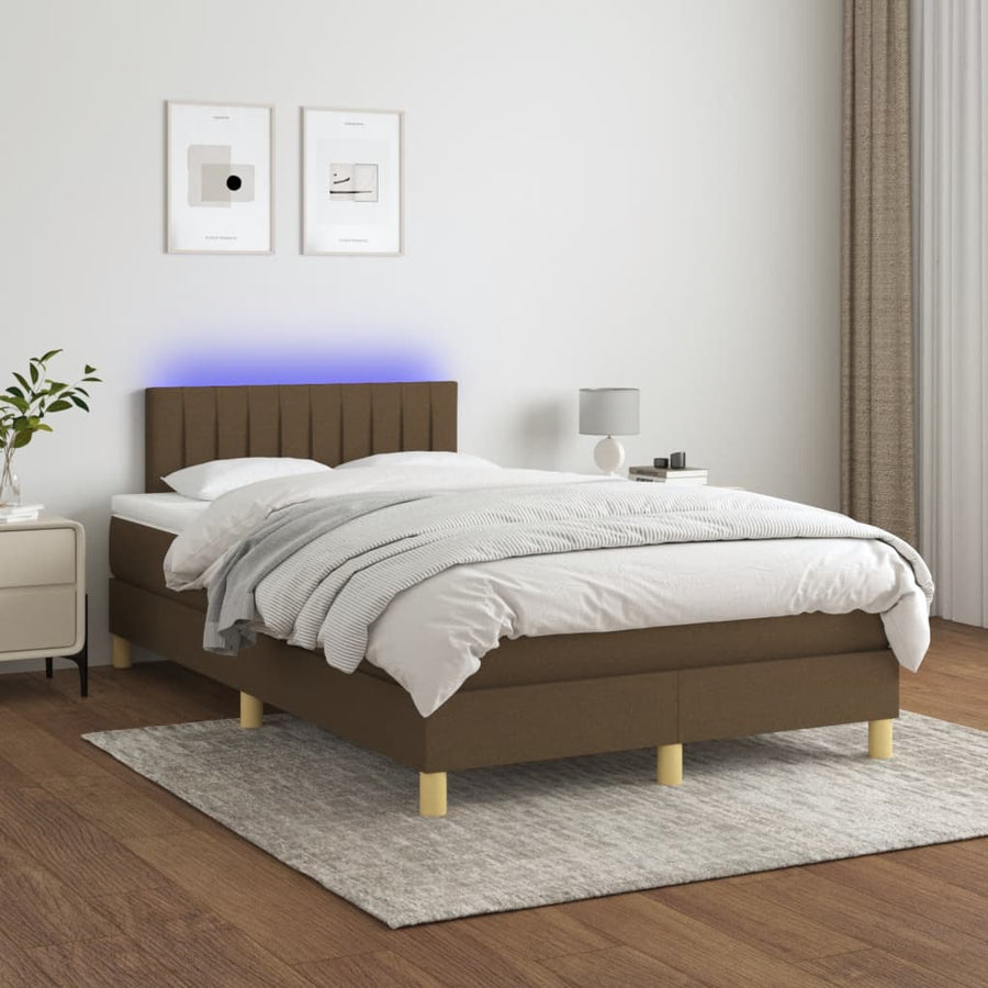 Boxspring met matras en LED stof 120 x 190 cm Verticale strepen