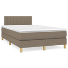 Boxspring Met Matras En Led Stof Taupe 120 x 190 cm Verticale strepen