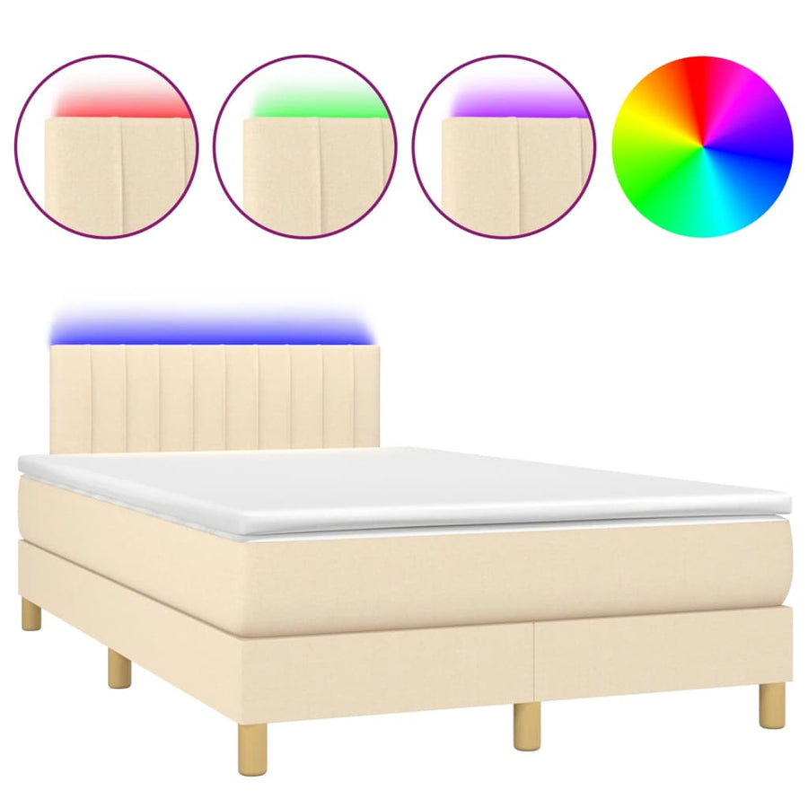 Boxspring met matras en LED stof crèmekleurig 120x190 cm 120 x 190 cm Crème
