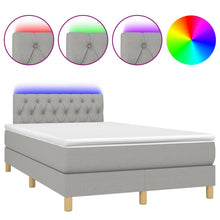 Boxspring met matras en LED stof lichtgrijs 120x190 cm 120 x 190 cm Lichtgrijs