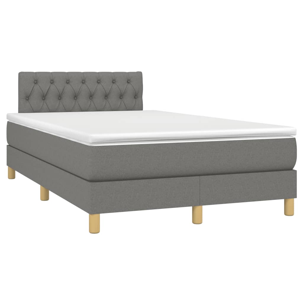Boxspring met matras en LED stof donkergrijs 120x190 cm 120 x 190 cm Donkergrijs