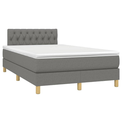 Boxspring met matras en LED stof donkergrijs 120x190 cm 120 x 190 cm Donkergrijs