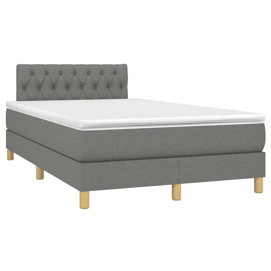 Boxspring met matras en LED stof donkergrijs 120x190 cm 120 x 190 cm Donkergrijs