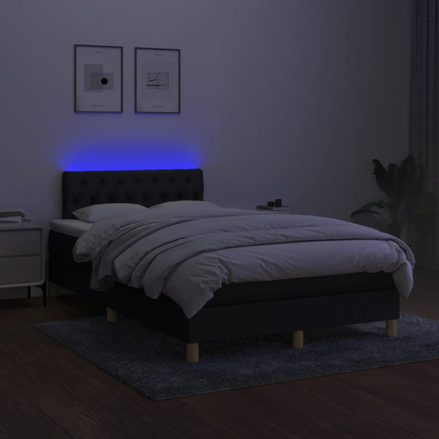 Boxspring met matras en LED stof zwart 120x190 cm 120 x 190 cm Zwart