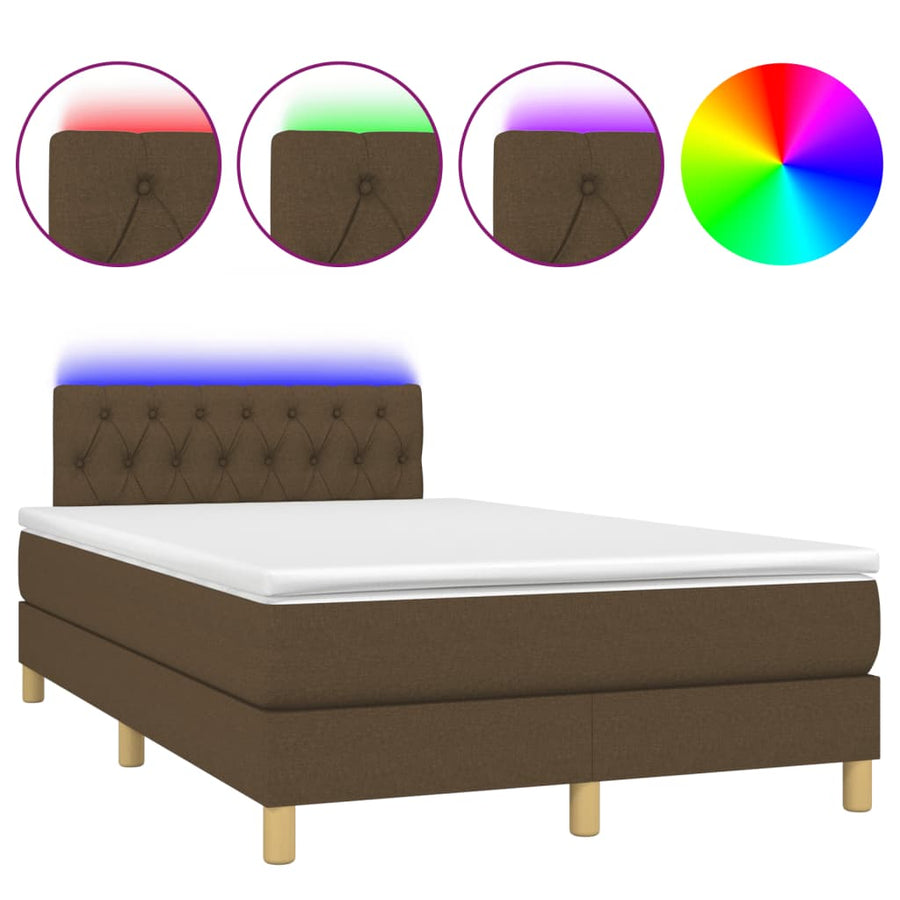 Boxspring Met Matras En Led Stof Donkerbruin 120 x 190 cm Getuft ontwerp