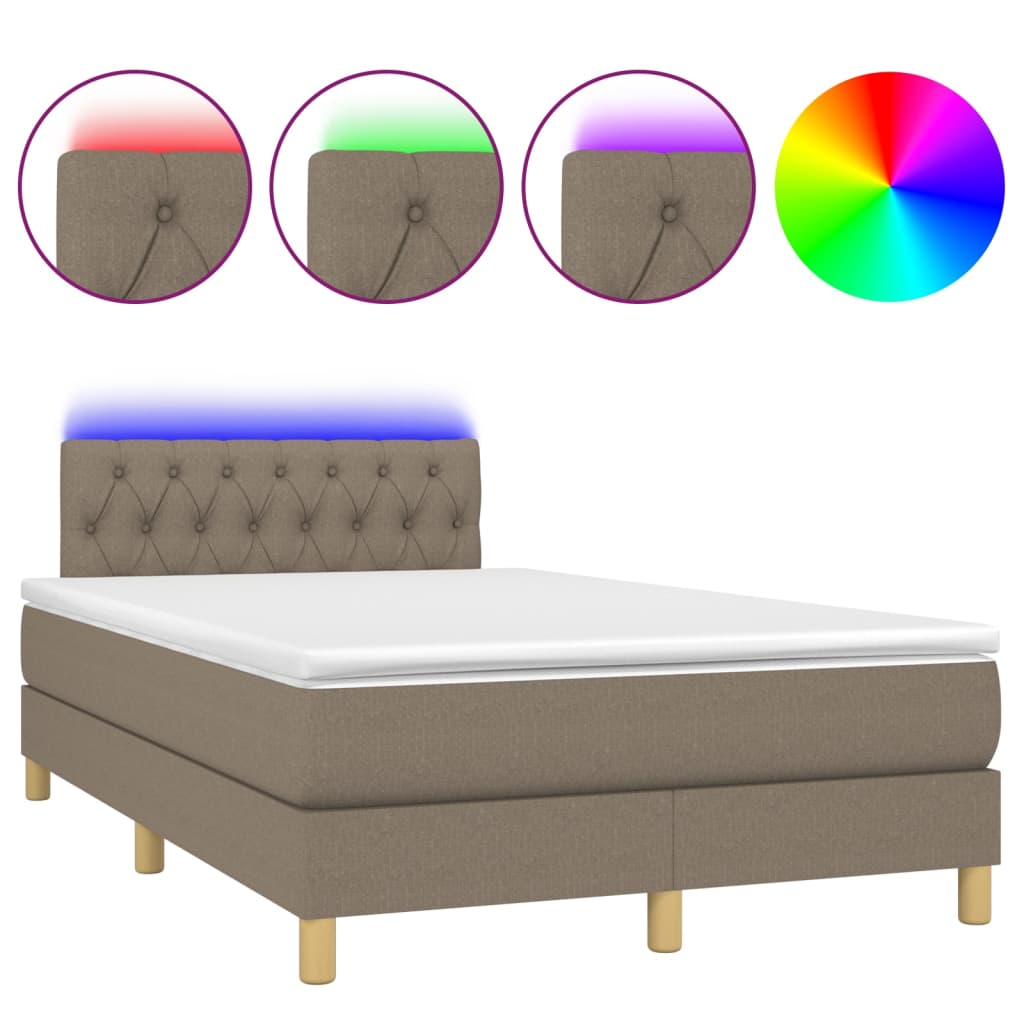 Boxspring met matras en LED stof taupe 120x190 cm 120 x 190 cm Taupe