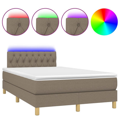 Boxspring met matras en LED stof taupe 120x190 cm 120 x 190 cm Taupe