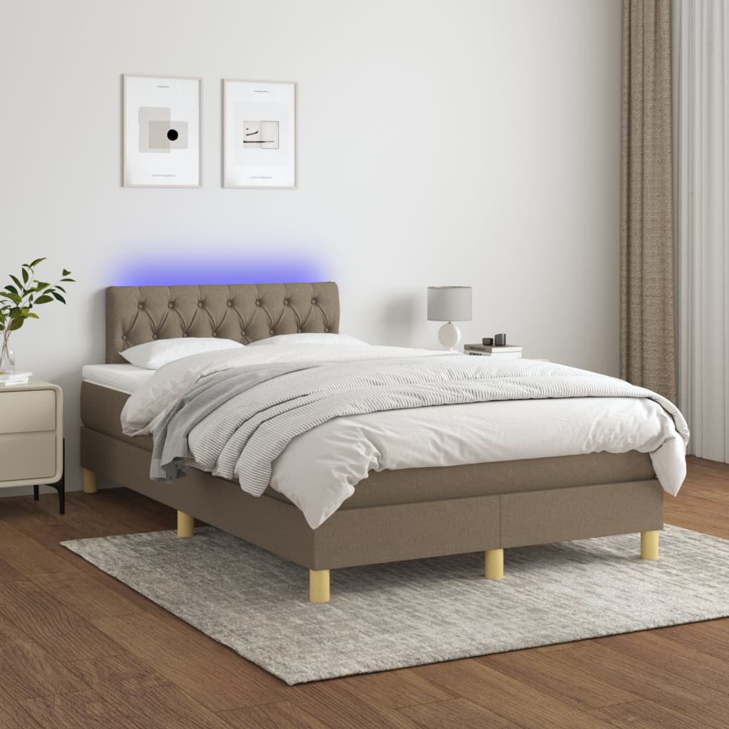 Boxspring met matras en LED stof taupe 120x190 cm 120 x 190 cm Taupe