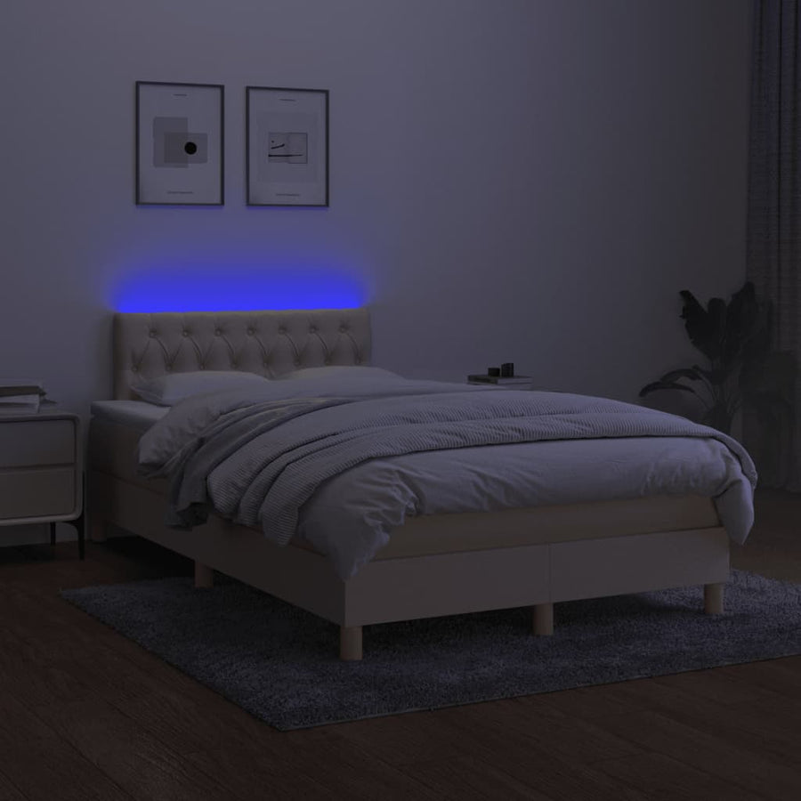 Boxspring met matras en LED stof crèmekleurig 120x190 cm 120 x 190 cm Crème