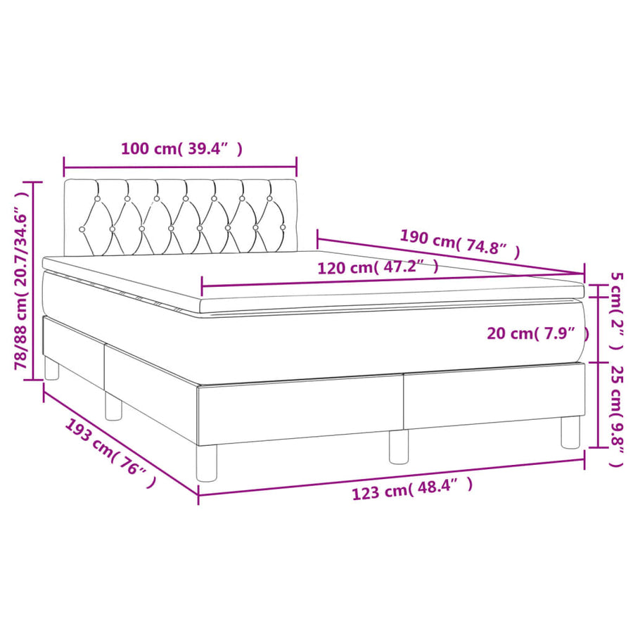 Boxspring met matras en LED stof crèmekleurig 120x190 cm 120 x 190 cm Crème