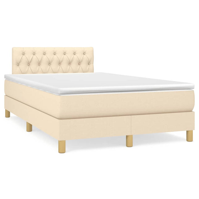 Boxspring met matras en LED stof crèmekleurig 120x190 cm 120 x 190 cm Crème