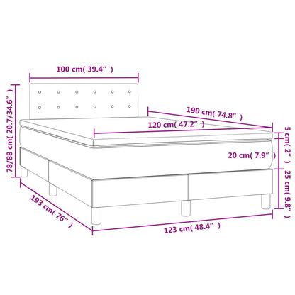 Boxspring met matras en LED stof donkergrijs 120x190 cm