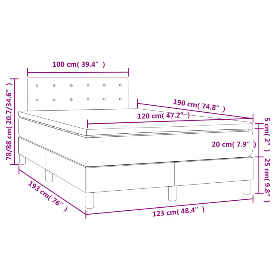 Boxspring met matras en LED stof 120 x 190 cm Getuft ontwerp