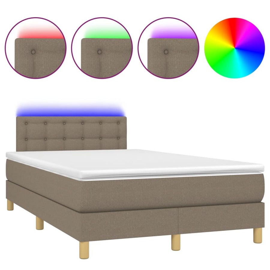 Boxspring met matras en LED stof 120 x 190 cm Knopen