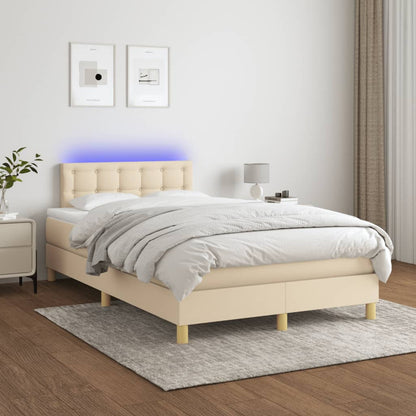 Boxspring met matras en LED stof crèmekleurig 120x190 cm
