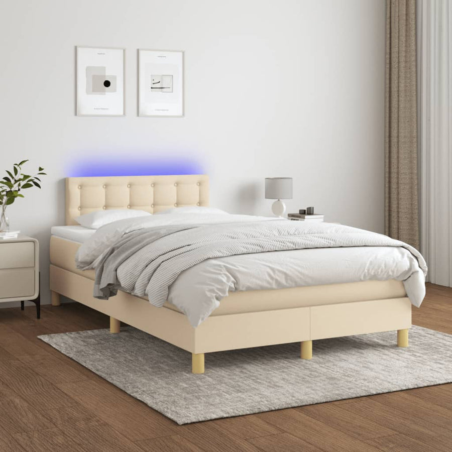 Boxspring met matras en LED stof crèmekleurig 120x190 cm